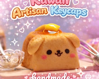 cute artisan keycaps - Breakfast Bread Butter Dog - dog Keycaps - Standalone Keycaps- cute keycap- cherry mx keycap - keyboard gift