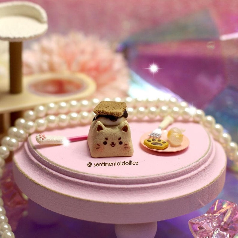 smores cat artisan key cap