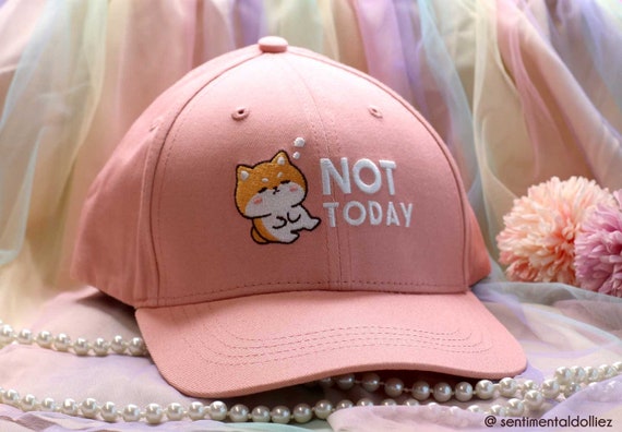 Shiba Inu Not Today Hat, Lazy Dog Embroidered Cap, Cute Kawaii Dog Hat, Funny Introvert Gift, Aesthetic Baseball Cap, cute pastel hat