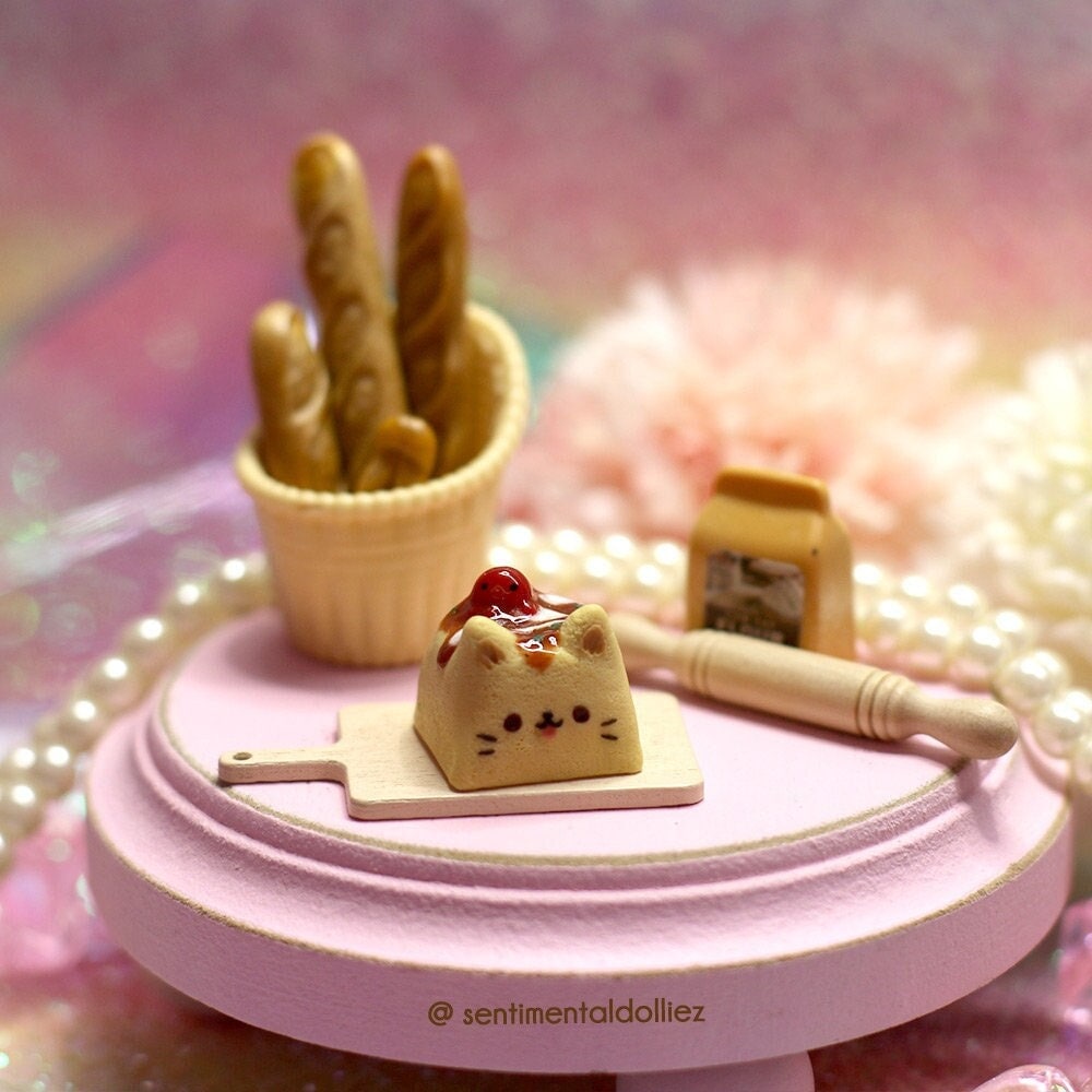 Takoyaki Cat with cute squid keycap - Artisan Key Cap - cute keycap - kawaii keycaps