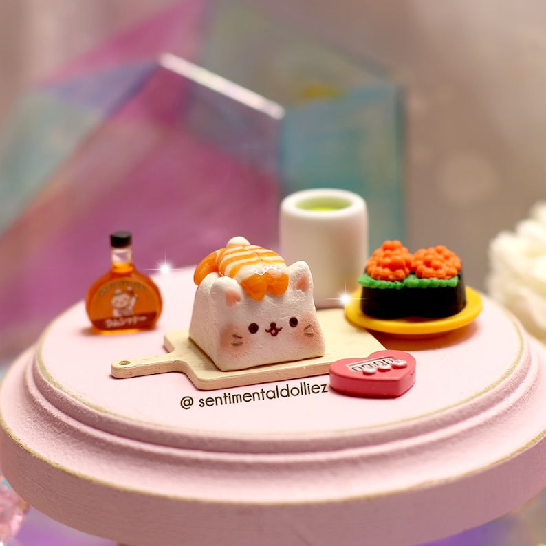 Sushi Cat Keycap Söt hantverksmässig Keycap Ebi Nigiri Cat Keycap Kawaii tangentbordstillbehör - tangentbordskapslar - spelpresenter - skrivbordstillbehör bild 6