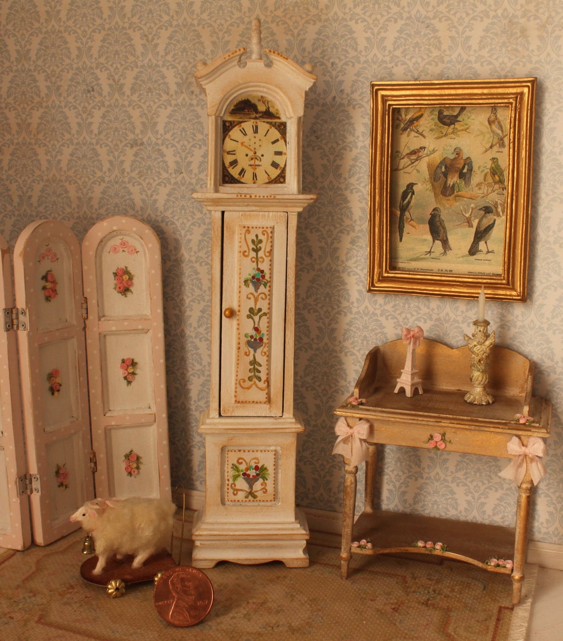 Miniature grandfather clock handpainted Etsy