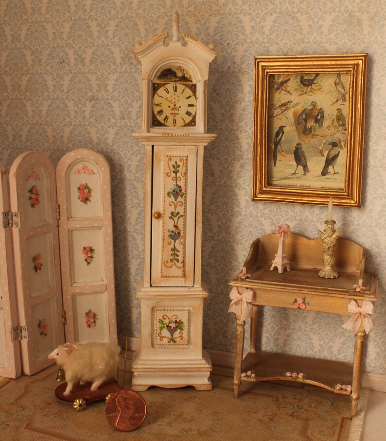 Miniature Grandfather Clock handpainted Etsy