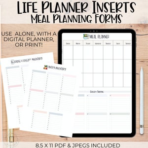 Digital Planner Inserts - Meal Planning- Build a Planner, Life Planner Inserts, Teacher Life Planner