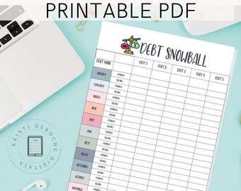 Debt Snowball Tracker, Debt Payoff Tracker Printable, Printable download PDF, budget Tool, Finance Planner debt tracker, instant download