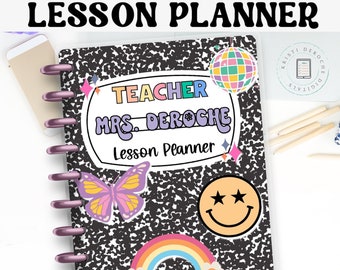 Retro Teacher Lesson Planner | EDITABLE | 2024-2025 | Teacher Binder, Paper Teacher Planner, Powerpoint Teacher Planner, Printable Planner