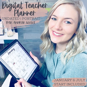 Digital Teacher Planner | UNDATED Digital Planner | Portrait Digital Planner | Teacher planner for Goodnotes, Teacher planner for ipad