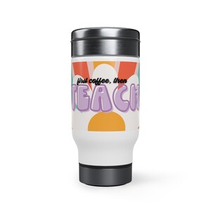 Teacher Travel Coffee Mug, Retro Groovy Travel Coffee Mug for Teachers