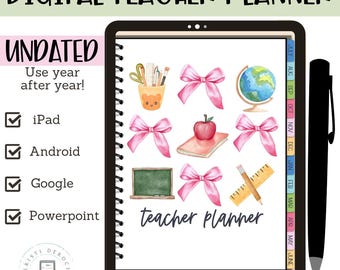 Digital Teacher Planner | Editable | iPad, tablet, Google | UNDATED | PORTRAIT, Teacher planner for Goodnotes, Teacher planner for ipad