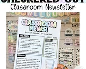Checkered Classroom Newsletter Template, Editable Newsletter, Back to School Newsletter, Weekly Teacher Newsletter, Classroom Newsletter