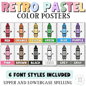 Farbposter für Retro Pastell Klassenzimmer Dekor, Klassenzimmer Printables, Back to Schule, druckbare Zahlen Poster mit Zehnerrahmen, Kindergarten