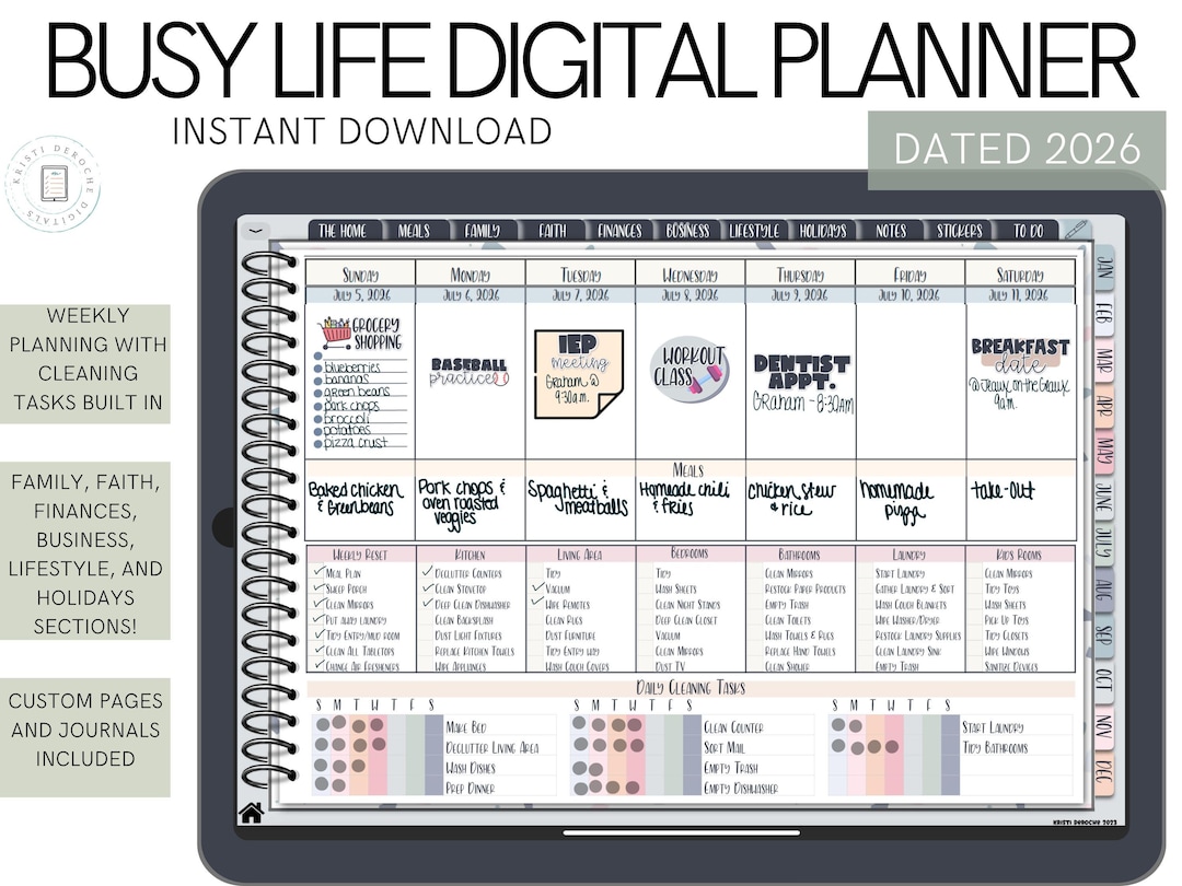 Digital Planner, Digital Planner for Busy Life Moms, Digital Planner ...