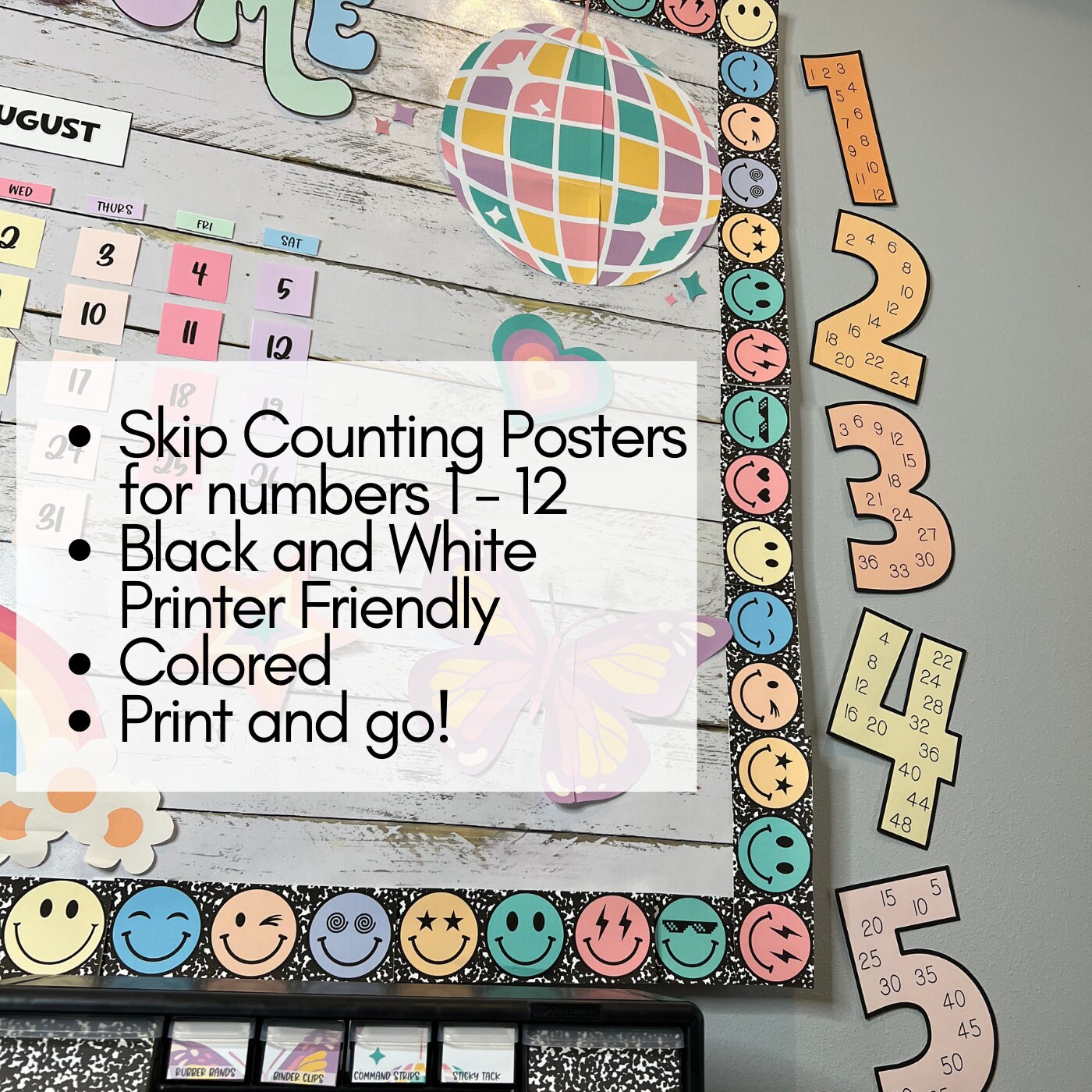 Skip Counting Display, Retro Groovy Classroom Decor, Classroom ...