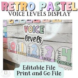Voice Level Posters for calm Retro Pastel Classroom Decor Pastel Classroom Theme, Back to School, Elementary Pastel Classroom Decor