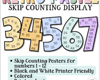 Skip Counting Multiples for calm Retro Pastel Classroom Decor Pastel Classroom Theme, Back to School, Elementary Pastel Classroom Decor