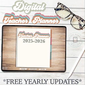 Retro Digital Teacher Planner | Digital Teacher Planner for Goodnotes| digital planner | Notability | Noteshelf | iPad planner 2025-2026
