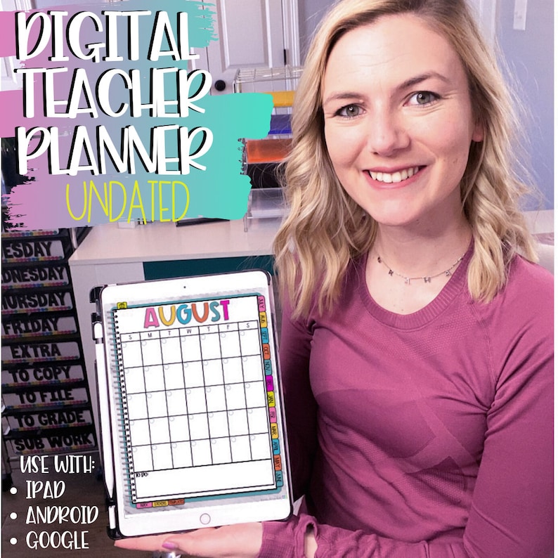 Digital Teacher Planner Editable iPad tablet Google Etsy
