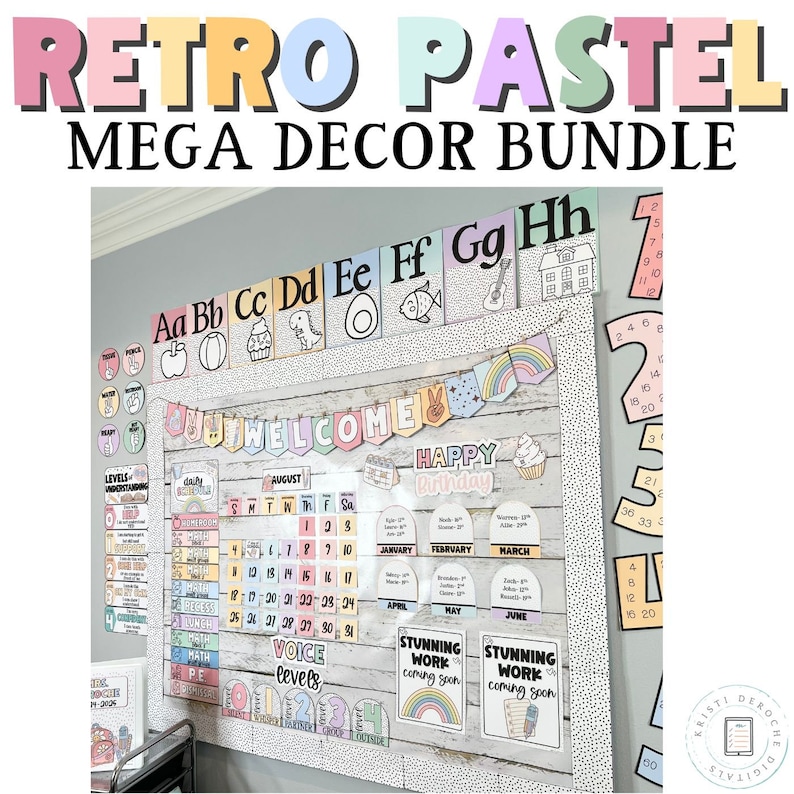 Pastel Classroom Decor Growing Bundle, Retro Pastel Classroom Theme ...