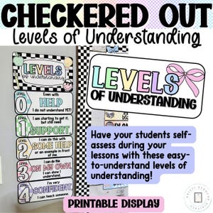Levels of Understanding Posters, Checkered Classroom Decor Classroom Printables, Back to School, Bulletin Boards, Checkered Boards