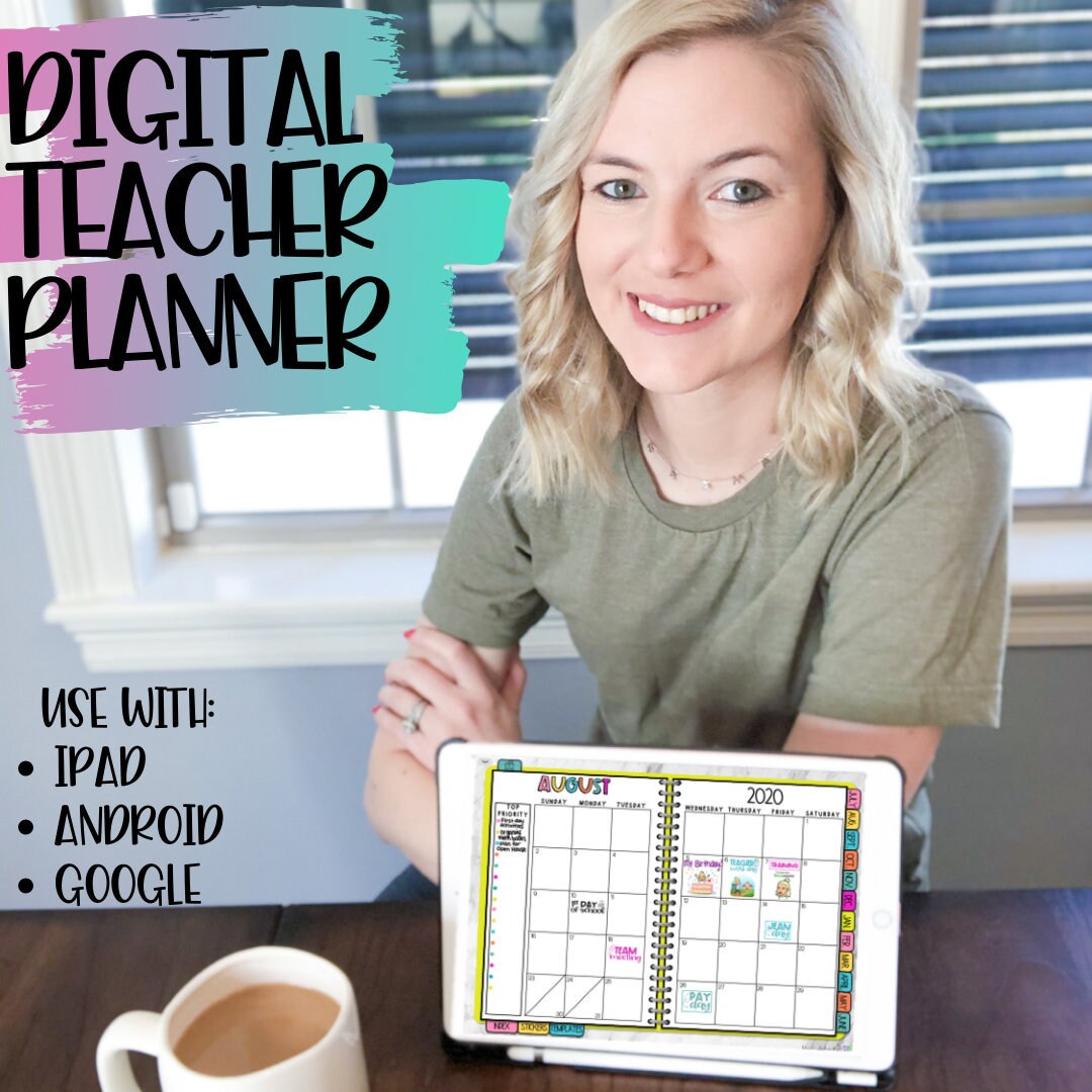 Digital Teacher Planner Editable iPad tablet Google Etsy