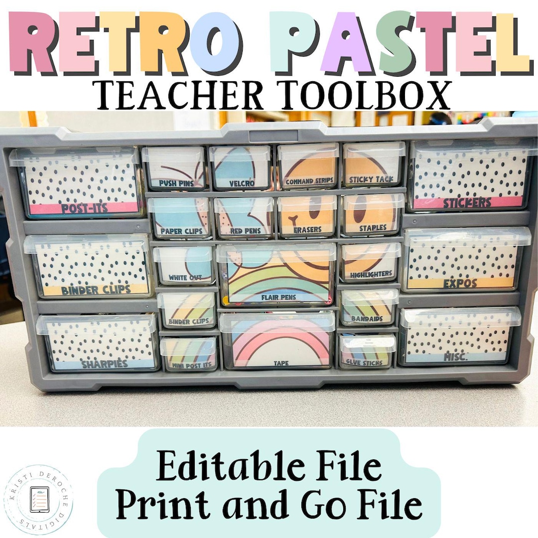 Teacher Toolbox for Calm Retro Pastel Classroom Decor Pastel Classroom ...