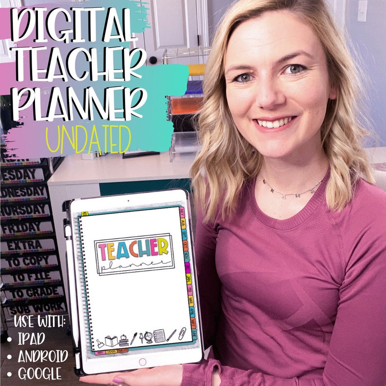 Digital Teacher Planner Editable iPad tablet Google image 0