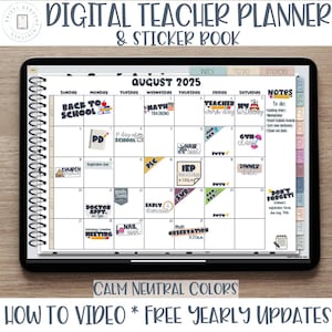 Digital Teacher Planner, Ipad planner, Digital Lesson Planner, Goodnotes Planner, Teacher Digital Planner,  Digital Stickers,  2025-2026