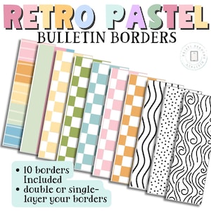 Bulletin Board Borders, Retro Pastel Classroom Decor Pastel Classroom Theme, Back to School, Elementary Calm Pastel Classroom Decor