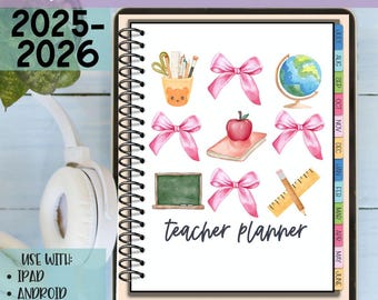 Digital Teacher Planner | Digital Teacher Planner for Goodnotes| 2025-2026 | PORTRAIT digital planner | Notability | Noteshelf | Teacher