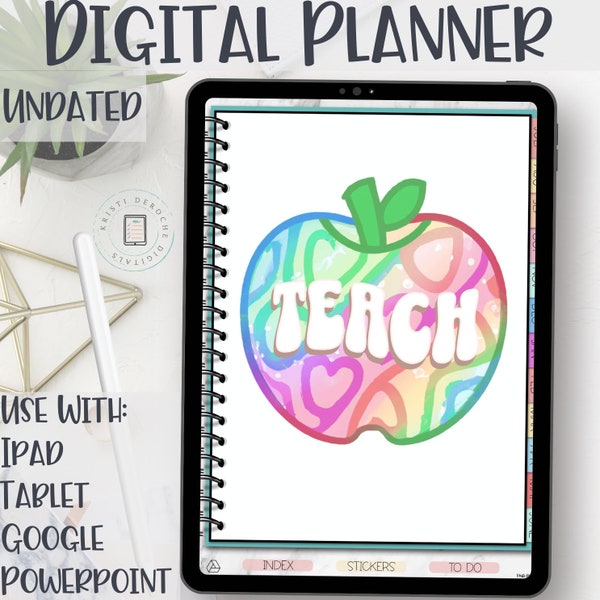 Digital Teacher Planner | Editable | iPad, tablet, Google | UNDATED | PORTRAIT, Teacher planner for Goodnotes, Teacher planner for ipad