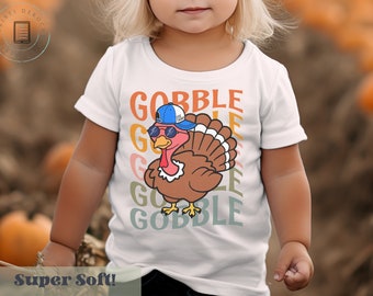 Gobble Thanksgiving Turkey Shirt, Custom Toddler Thanksgiving Shirt, Toddler Thanksgiving Tee,Thankful Toddler Thanksgiving Tshirt