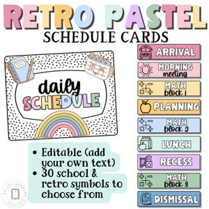 Cartes d'horaires de cours pour une décoration de salle de classe pastel rétro et calme Thème de classe pastel, rentrée des classes, décoration de salle de classe pastel