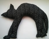 Cat Pillow,Microwave cat pillow,Cat shaped pillow, Neck pillow, travel neck pillow, Heated pad,sore muscel pillow,black polka dot cat pillow