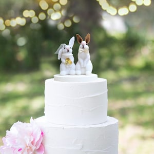 Matrimonio torta Topper amore bunnies animale torta topper rustico matrimonio woodland torta Topper sposa e sposo amore coniglio coniglio torta Topper
