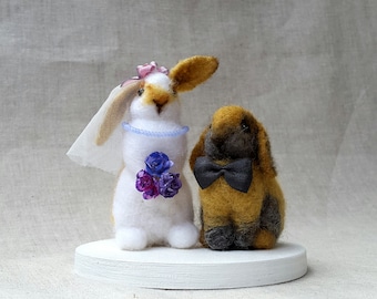 Love Bunnies Wedding Cake Topper Animal Cake Topper Rustic Wedding Woodland Cake Topper Bride and Groom Love Bunny Rabbit Cake Topper