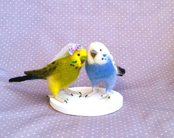 Parrot Wedding Cake Topper Birds Cake Topper Rustic Wedding Woodland Cake Topper Bride and Groom Love