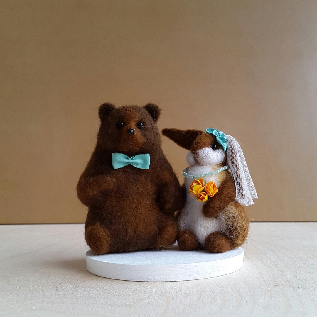 Wedding Toppers Rabbit Wedding Cake Topper Love Bear and Rabbit - Etsy