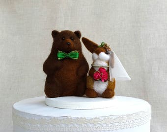 Wedding Cake Topper Love bear and rabbit