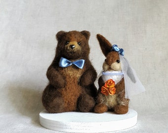 Wedding Cake Topper Love bear and rabbit