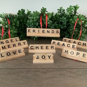 Christmas Scrabble Ornaments, Personalized Christmas Gifts, Holiday Gifts, Personalized Name Ornaments, Teacher Gifts