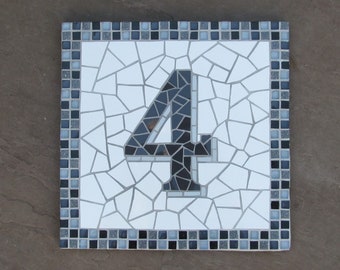 Custom-made house number mosaic -classic style, different sizes and colours available