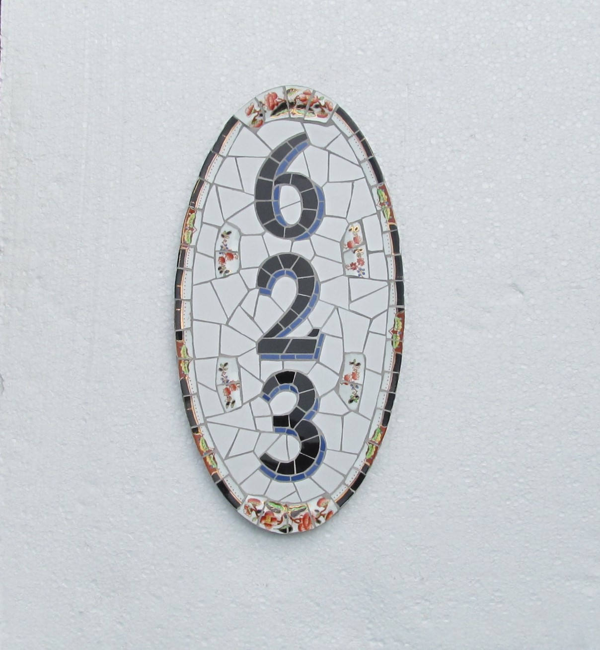 Mosaic House Number, Made To Order, Vintage Crockery