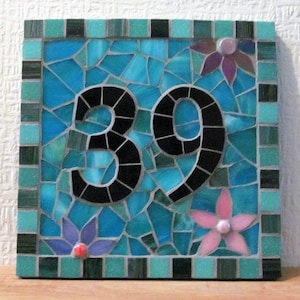 Decorative house number mosaic, made to order image 2