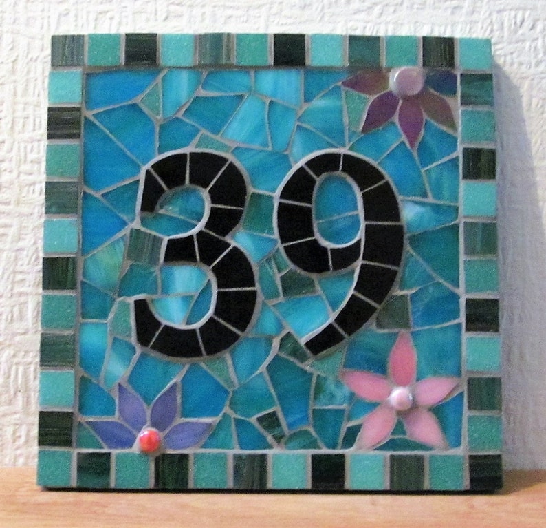 Decorative house number mosaic, made to order image 2