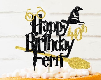 Wizard inspired Cake Topper, glitter topper, magical party, wizard cake topper, magician, cake topper, birthday cake topper, wizard party