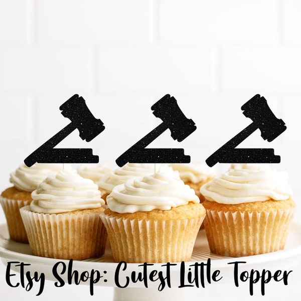 Gavel Cupcake Toppers, Case closed Cupcake Toppers, Law School Graduation Decorations, Lawyer Retirement Party Decor, lawyer Food Pick, law