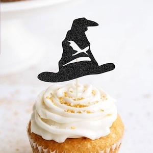 Sorting hat Wizard inspired Cupcake Topper, glitter topper, magical party, wizard cake topper cake topper, birthday cake topper wizard party