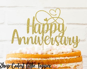 Happy anniversary Cake Topper, anniversary cake Topper, glitter Cake Topper, wedding anniversary topper, celebration cake topper