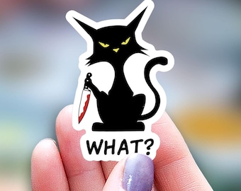 Angry Cat Sticker, kindle sticker, cat sticker, cat funny sticker, Water Bottle Sticker, Laptop Sticker cat lover sticker, halloween sticker