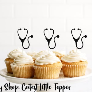 Stethoscope Cupcake Toppers, Nurse Cupcake Toppers, congrats nurse Cupcake Toppers, Nurse Graduation, Doctor Graduation, congrats doctor